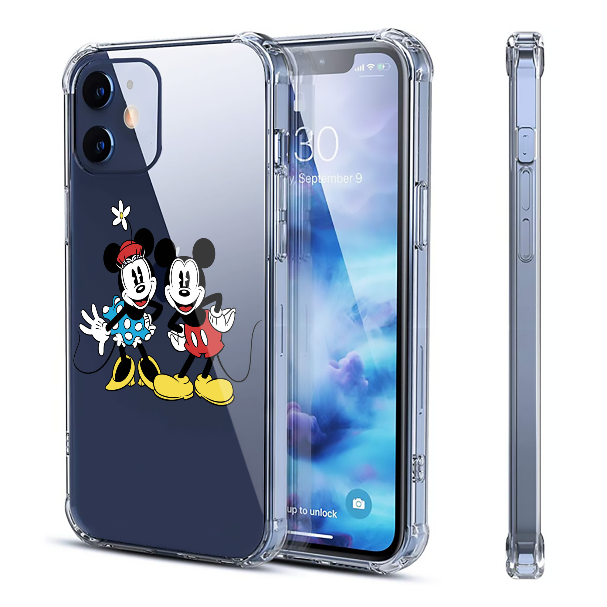（画像用） ミッキーマウス Mickey Mouse 【iPhone 12シリーズ対応】透明スマホケース（クリアソフトケース）